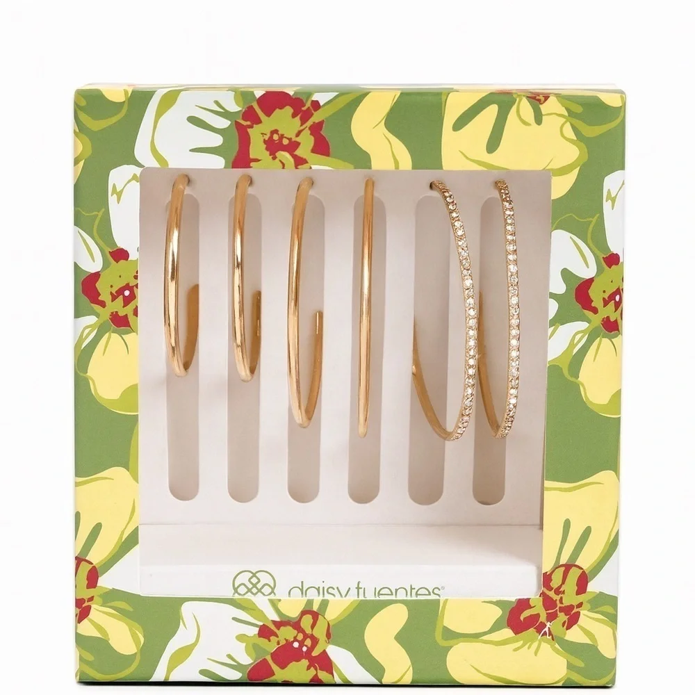 Daisy Fuentes Hoop Earring Gift Set NWT 6 Pairs Silver Tone Jewelry